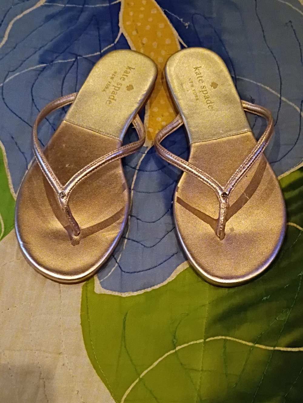 Kate Spade Metallic Rose Gold Leather Sandal Thong Flip Flop 6
